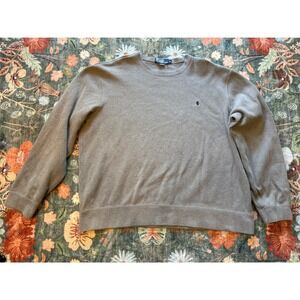 Polo Ralph Lauren Mens XL Crewneck Sweatshirt Taupe 100% Cotton Vintage‎